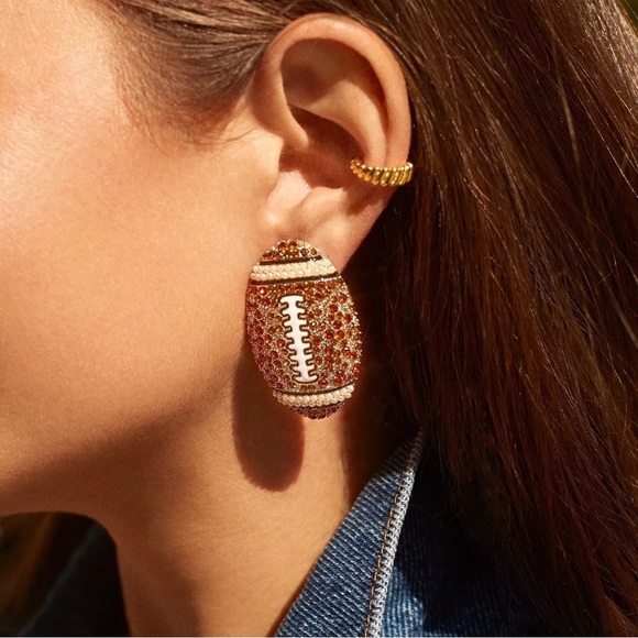 NIB BaubleBar Crystal Tailgate Football Earrings - Picture 5 of 6